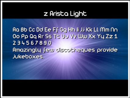 z Arista Light Font Preview