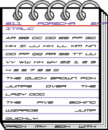 911 Porscha Expanded Italic Expanded Italic animated font preview