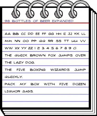 98 Bottles of Beer Expanded Expanded animated font preview