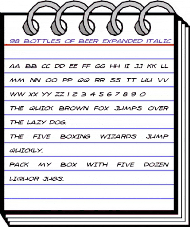 98 Bottles of Beer Expanded Italic Expanded Italic animated font preview