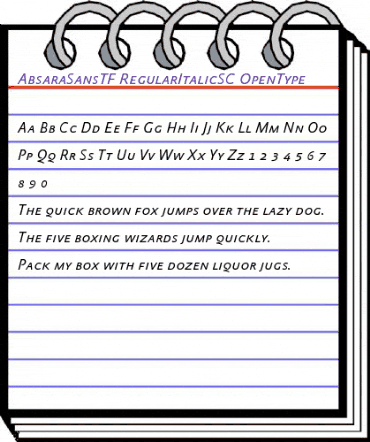 AbsaraSansTF-RegularItalicSC Regular animated font preview