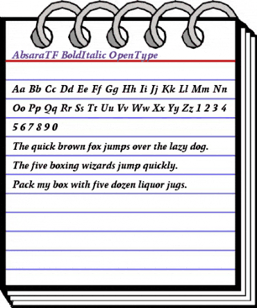 Absara TF Bold Italic animated font preview