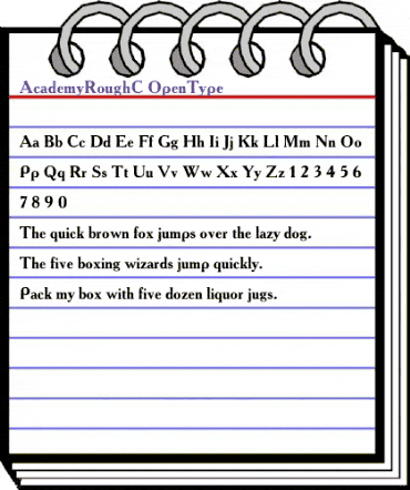 AcademyRoughC Regular animated font preview