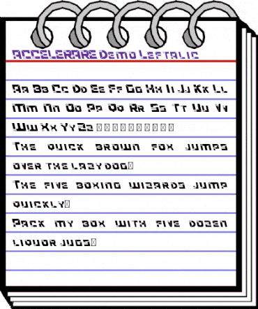ACCELERARE Demo Leftalic Regular animated font preview