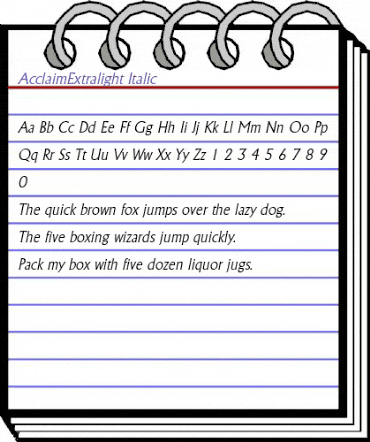 AcclaimExtralight Italic animated font preview