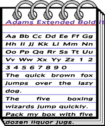 Adams Extended Bold Italic animated font preview