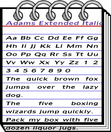Adams Extended Italic animated font preview