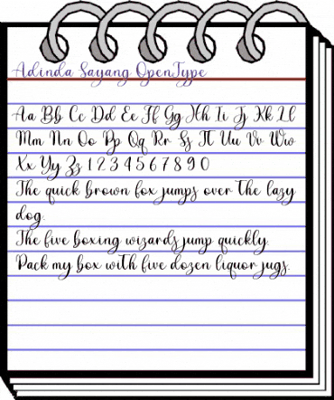 Adinda Sayang Regular animated font preview