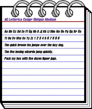 AG Letterica Compr-Oblique Medium animated font preview AG Letterica Compr-Oblique Medium animated font preview