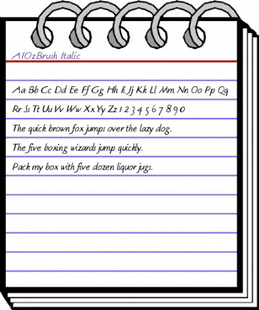 AIOzBrush Italic animated font preview