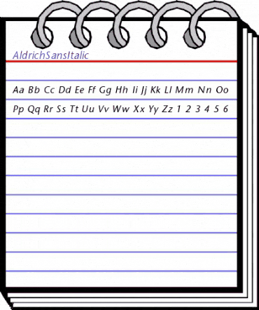 AldrichSansItalic Regular animated font preview