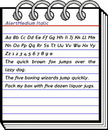AlertMedium Italic Regular animated font preview