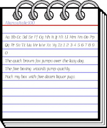 Alianza Italic 100 animated font preview