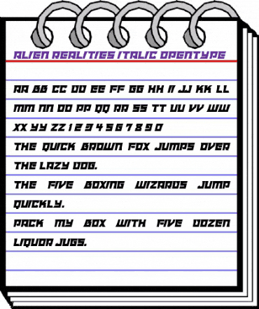 Alien Realities Italic animated font preview