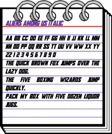 Aliens Among Us Italic animated font preview Aliens Among Us Italic animated font preview