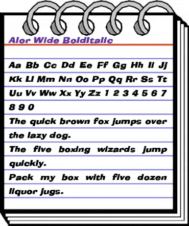 Alor Wide BoldItalic animated font preview