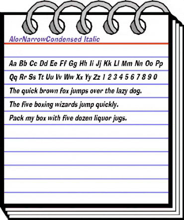 AlorNarrowCondensed Italic animated font preview