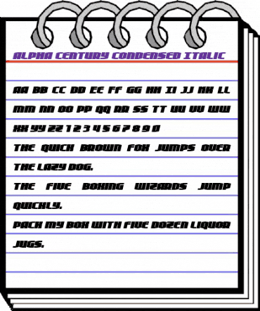 Alpha Century Condensed Italic Regular animated font preview