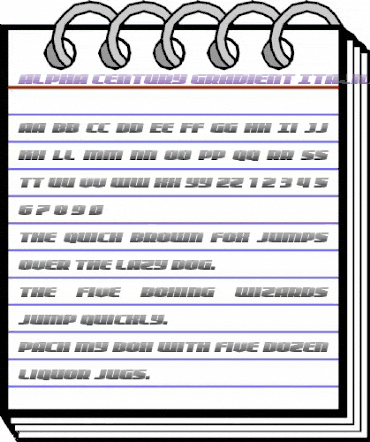 Alpha Century Gradient Italic Regular animated font preview