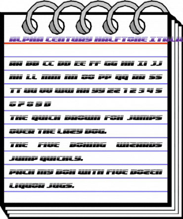 Alpha Century Halftone Italic Regular animated font preview