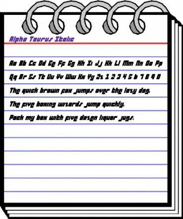 Alpha Taurus Italic Italic animated font preview