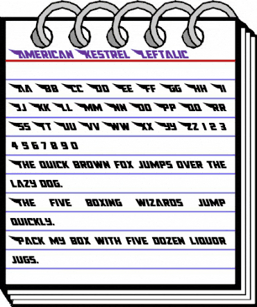 American Kestrel Leftalic Italic animated font preview