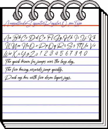 Ameyallinda Signatur Regular animated font preview