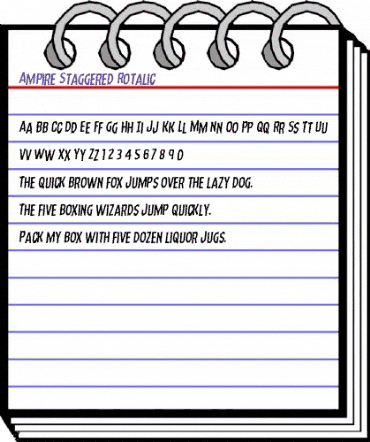 Ampire Staggered Rotalic Italic animated font preview