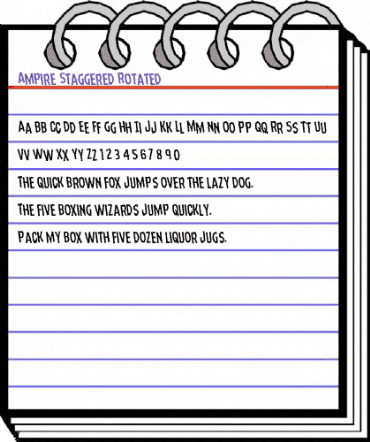 Ampire Staggered Rotated Regular animated font preview