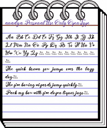 anadya Personal Use Only Regular animated font preview