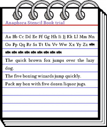 Anaphora Stencil Book animated font preview