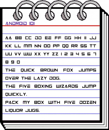 Android 101 Regular animated font preview