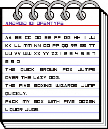 Android 101 Regular animated font preview