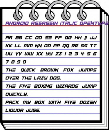 Android Assassin Italic animated font preview