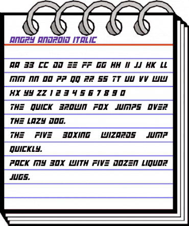 Angry Android Italic animated font preview Angry Android Italic animated font preview