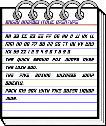 Angry Android Italic animated font preview