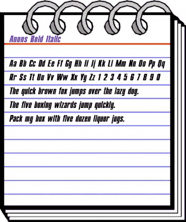 Anons Bold Italic animated font preview