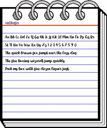 anthusia Regular animated font preview