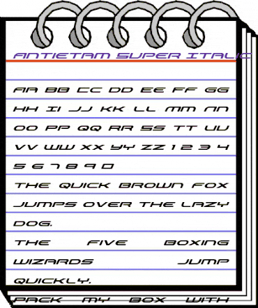 Antietam Super-Italic Italic animated font preview