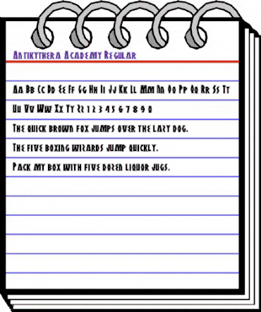 Antikythera Academy Regular animated font preview