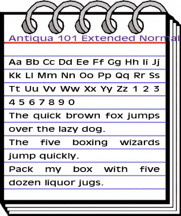Antiqua 101 Extended Normal animated font preview