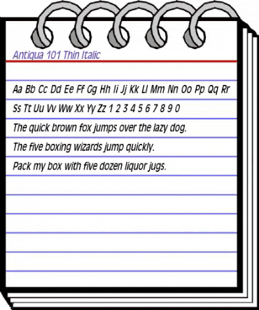 Antiqua 101 Thin Italic animated font preview Antiqua 101 Thin Italic animated font preview