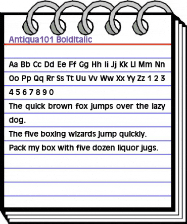 Antiqua101 BoldItalic animated font preview