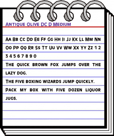 Antique Olive DC D Regular animated font preview