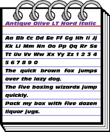 AntiqueOlive LT Nord Italic animated font preview