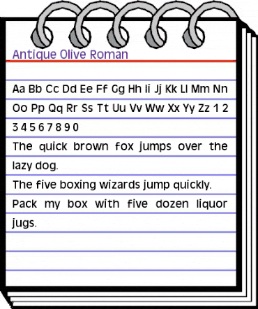 Antique Olive Roman Regular animated font preview Antique Olive Roman Regular animated font preview