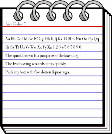 Any Color 7 Regular animated font preview