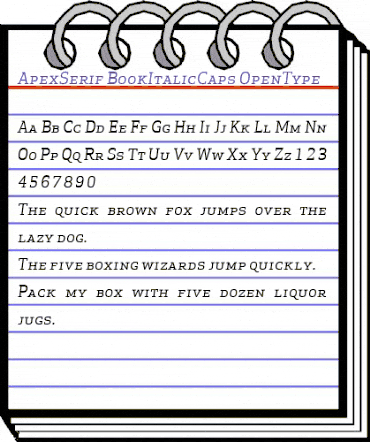 Apex Serif Book Italic Caps Regular animated font preview