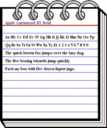 Apple Garamond BT Bold animated font preview