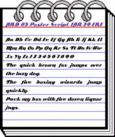ARB 85 Poster Script JAN-39 Regular animated font preview